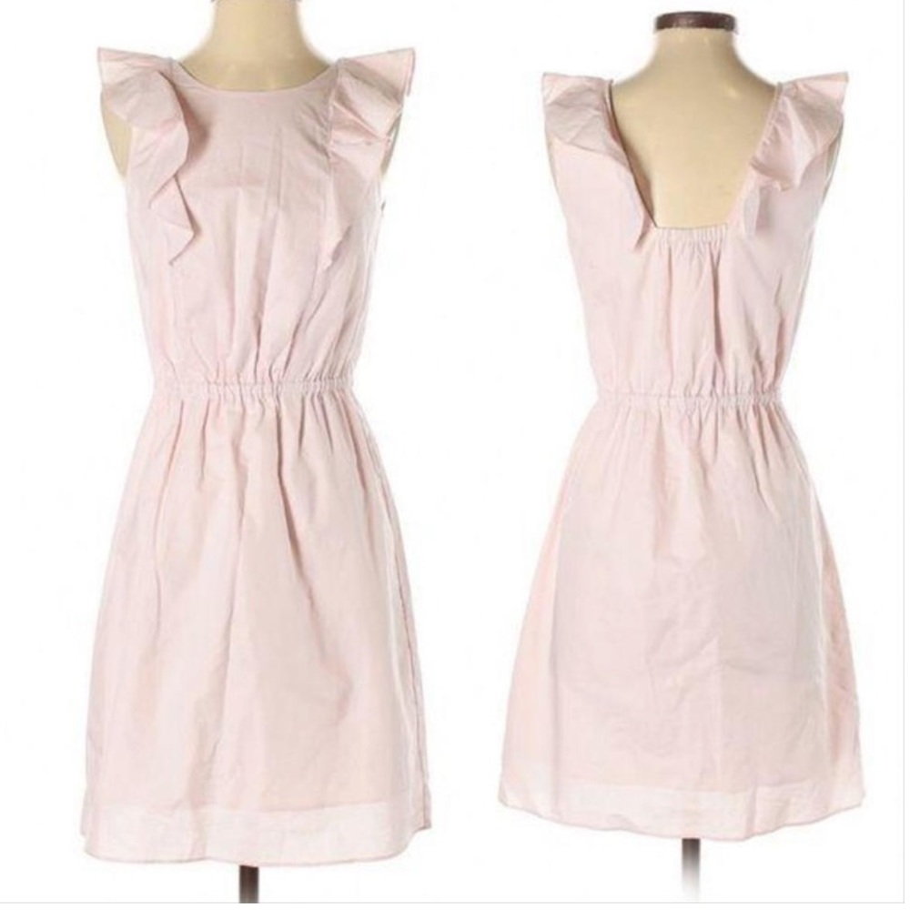 J.Crew Factory Light Pink Cotton Ruffle Shift Short Casual Dress